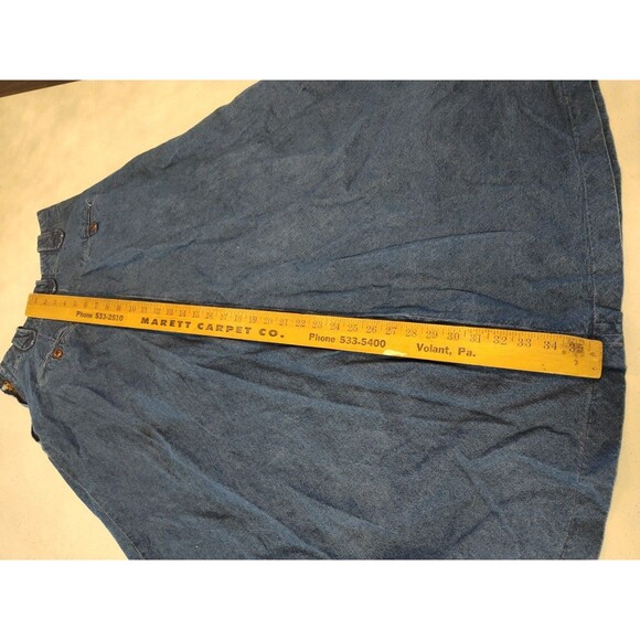 Ralph Lauren Country Denim Skirt Long Bell Shape Leather Pocket Accents Made USA - Picture 12 of 13
